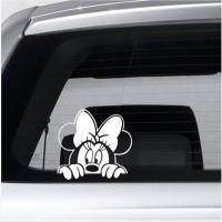 Peeking girl Mouse with a bow Funny Car Sticker Graphic Vinyl Decal Gift New Decor White-Window,Bumper,Child,Kids,Present 